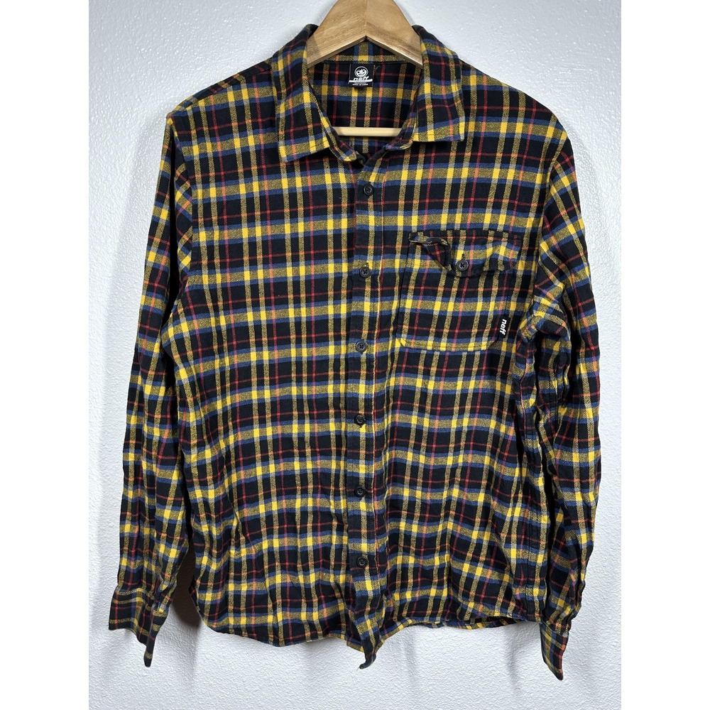 Neff Shirt Mens Medium Plaid Flannel Button Up Long Sleeve Casual